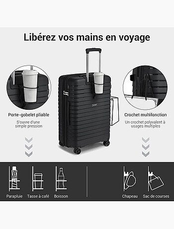 Set de 2 valises - 53+65 cm, rigide, extensible, 4 roues, serrure tsa - kono
