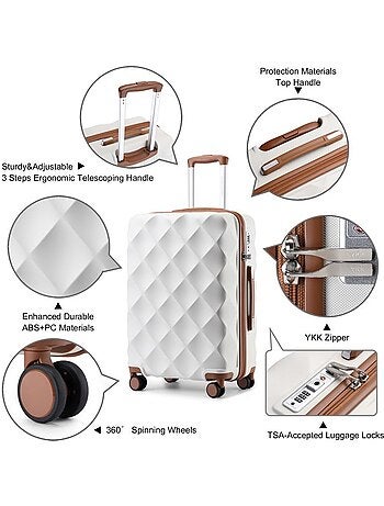 Set de 2 valises - 53x35x21 cm 4 roulettes serrure tsa - british traveller