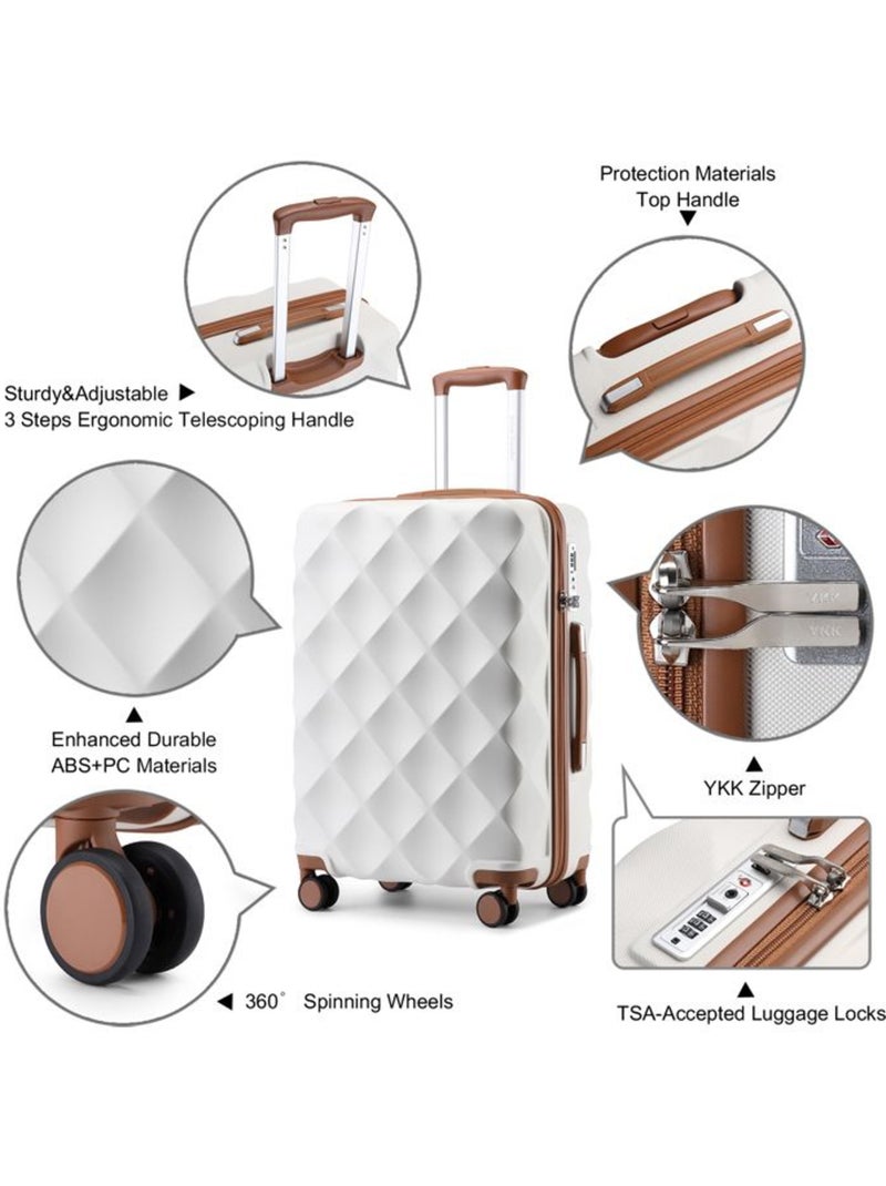 Set de 2 valises - 53x35x21 cm 4 roulettes serrure tsa - british traveller Beige - Kiabi