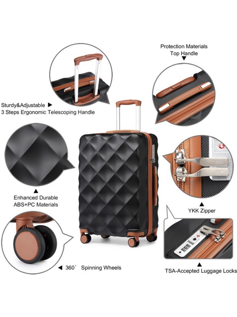Set de 2 valises - 53x35x21 cm 4 roulettes serrure tsa - british traveller Noir - Kiabi