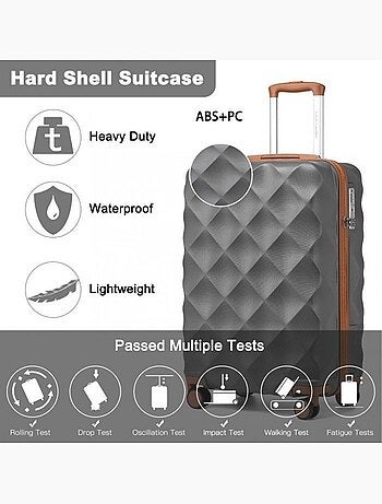 Set de 2 valises - 53x35x21 cm rigide serrure tsa - british traveller