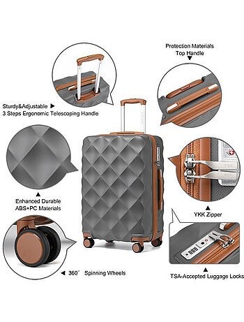 Set de 2 valises - 53x35x21 cm rigide serrure tsa - british traveller