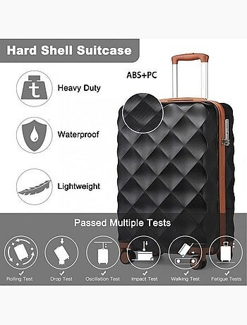 Set de 2 valises - 53x35x21 cm rigide serrure tsa - british traveller