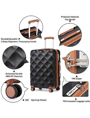 Set de 2 valises - 53x35x21 cm rigide serrure tsa - british traveller