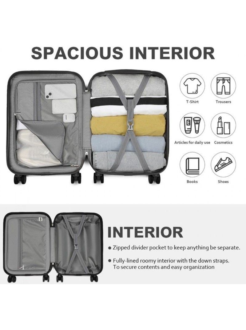 Set de 2 valises - 54x38x22 cm, rigide abs, 4 roues, serrure à code - kono Gris - Kiabi