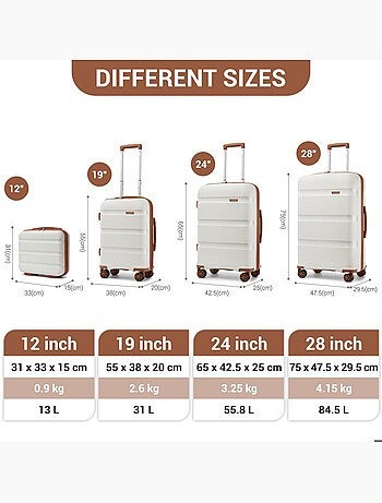 Set de 2 valises - 55/65/76 cm abs 4 roulettes serrure tsa - kono