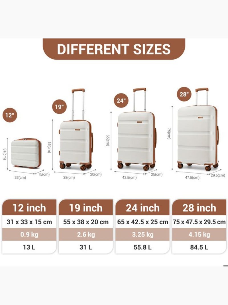Set de 2 valises - 55/65/76 cm abs 4 roulettes serrure tsa - kono Blanc - Kiabi