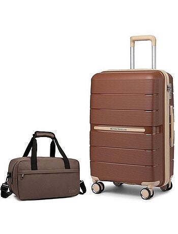 Set de 2 valises - 55x37x22 cm, rigide polypropylène (pp), 4 roues, serrure tsa - british traveller