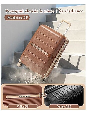 Set de 2 valises - 55x37x22 cm, rigide polypropylène (pp), 4 roues, serrure tsa - british traveller