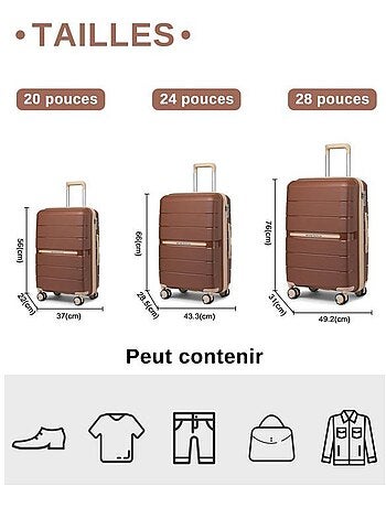 Set de 2 valises - 55x37x22 cm, rigide polypropylène (pp), 4 roues, serrure tsa - british traveller