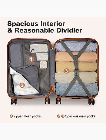 Set de 2 valises - 55x38x19.5 cm abs+pc 4 roulettes serrure tsa - kono