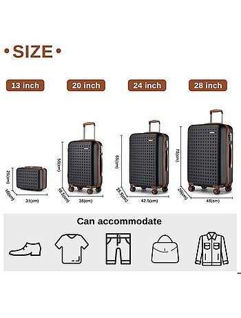 Set de 2 valises - 55x38x19.5 cm abs+pc 4 roulettes serrure tsa - kono