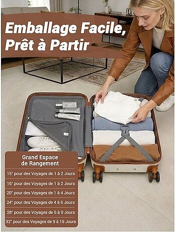 Set de 2 valises - 55x38x20 cm abs 4 roulettes - kono