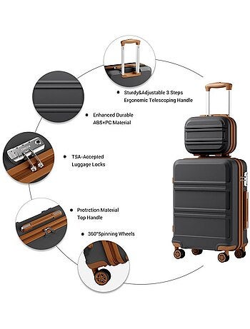 Set de 2 valises - 55x38x20 cm abs+pc 4 roulettes serrure tsa - kono