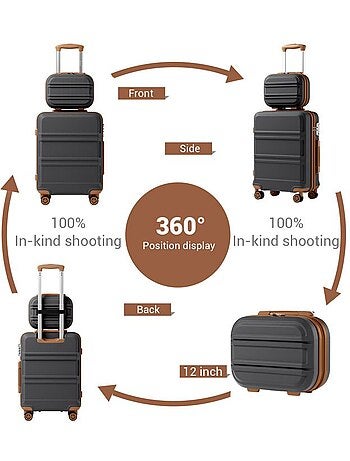Set de 2 valises - 55x38x20 cm abs+pc 4 roulettes serrure tsa - kono