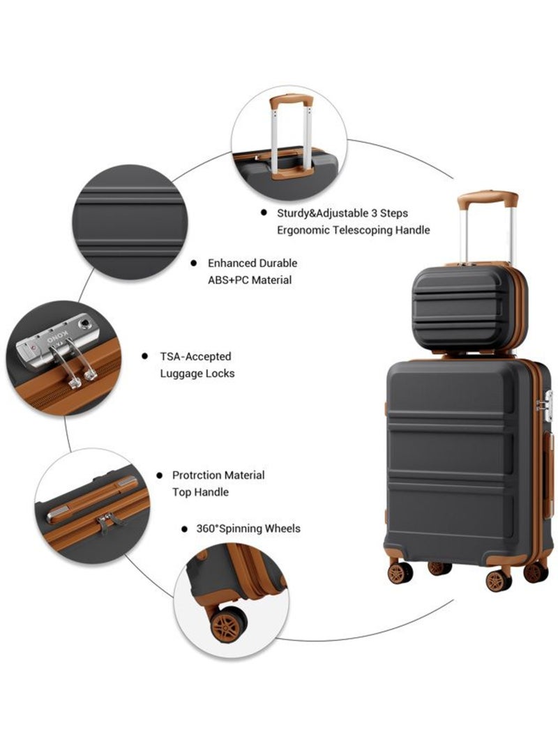 Set de 2 valises - 55x38x20 cm abs+pc 4 roulettes serrure tsa - kono Gris - Kiabi