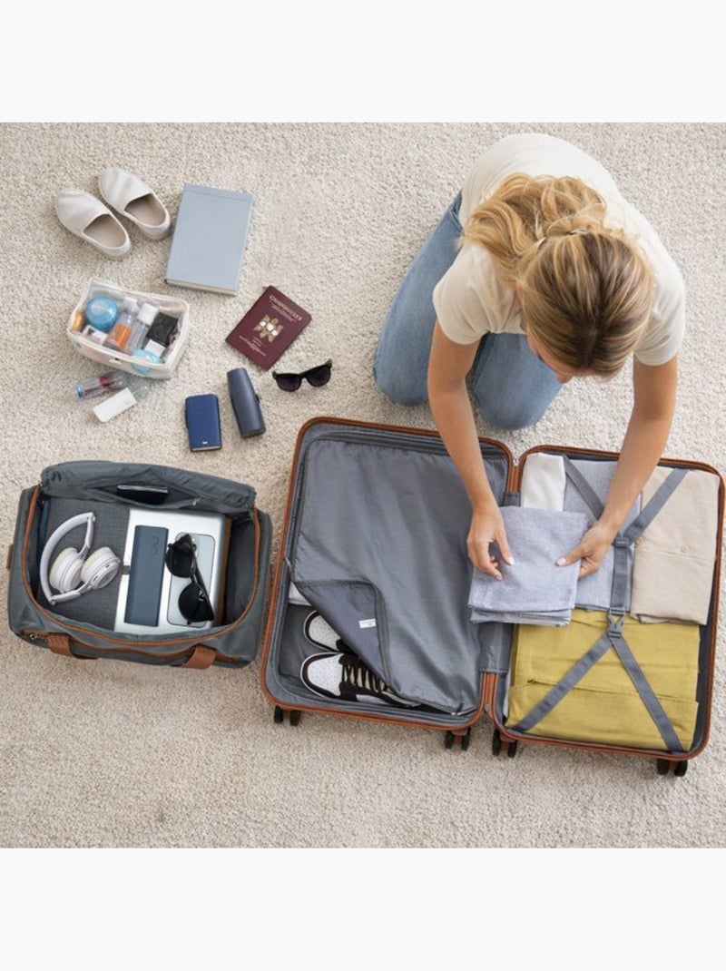 Set de 2 valises - 55x38x20 cm, rigide abs + pc, 4 roues 360°, serrure tsa - kono Gris - Kiabi