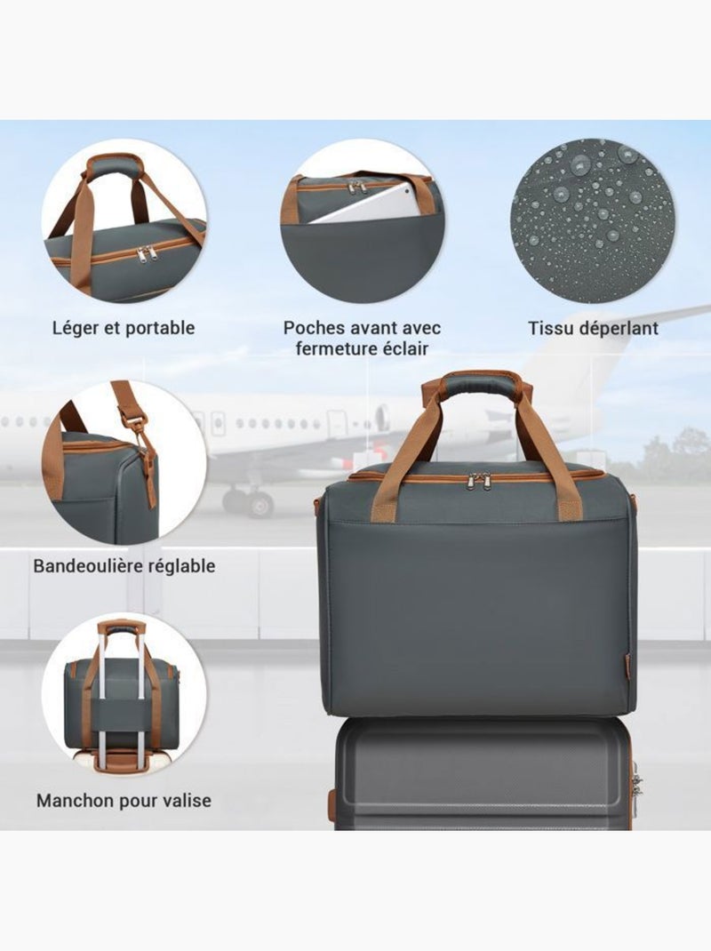Set de 2 valises - 55x38x20 cm, rigide abs + pc, 4 roues 360°, serrure tsa - kono Gris - Kiabi