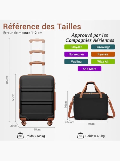 Set de 2 valises - 55x38x20 cm, rigide abs + pc, 4 roues 360°, serrure tsa - kono - Kiabi Set de 2 valises - 55x38x20 cm, rigide abs + pc, 4 roues 360°, serrure tsa - kono - Kiabi