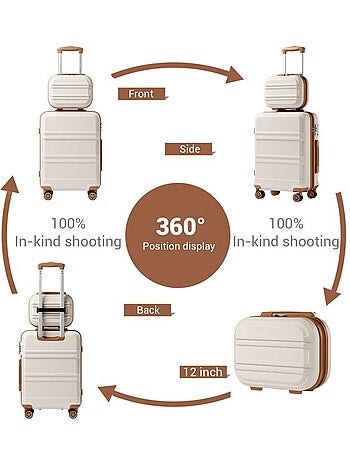 Set de 2 valises - 55x38x20 cm, rigide abs + pc, 4 roues, serrure tsa - kono