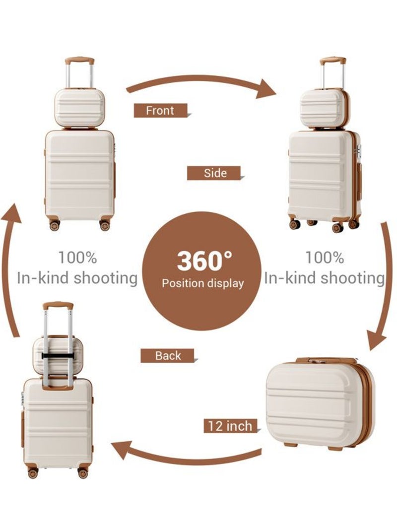 Set de 2 valises - 55x38x20 cm, rigide abs + pc, 4 roues, serrure tsa - kono Blanc - Kiabi