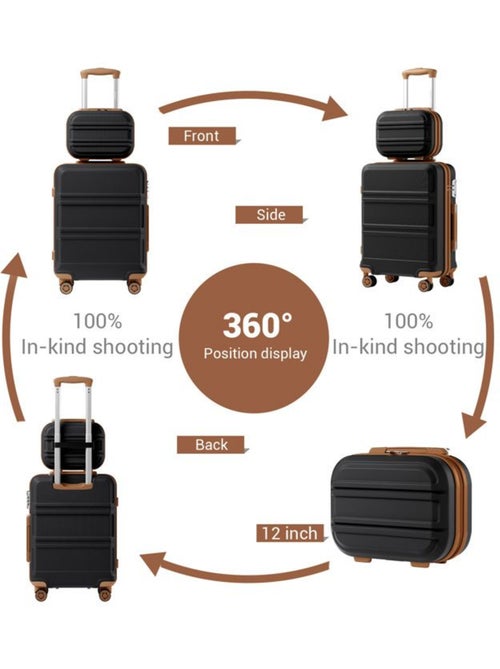 Set de 2 valises - 55x38x20 cm, rigide abs + pc, 4 roues, serrure tsa - kono - Kiabi