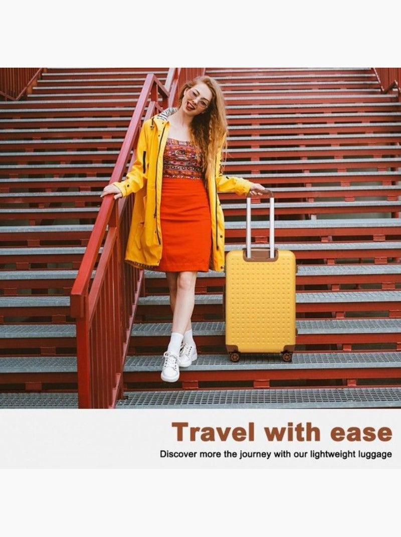 Set de 2 valises - 55x38x24 cm abs 4 roulettes serrure tsa - kono Jaune - Kiabi