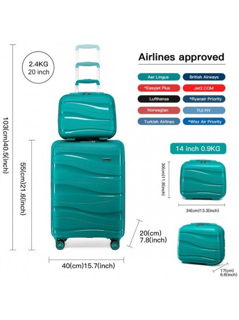 Set de 2 valises - 55x40x20 cm abs 4 roulettes serrure tsa - kono Blanc - Kiabi