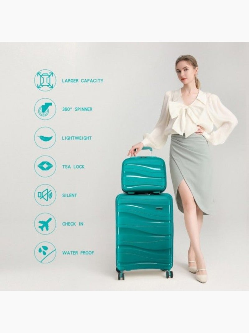 Set de 2 valises - 55x40x20 cm abs 4 roulettes serrure tsa - kono Blanc - Kiabi