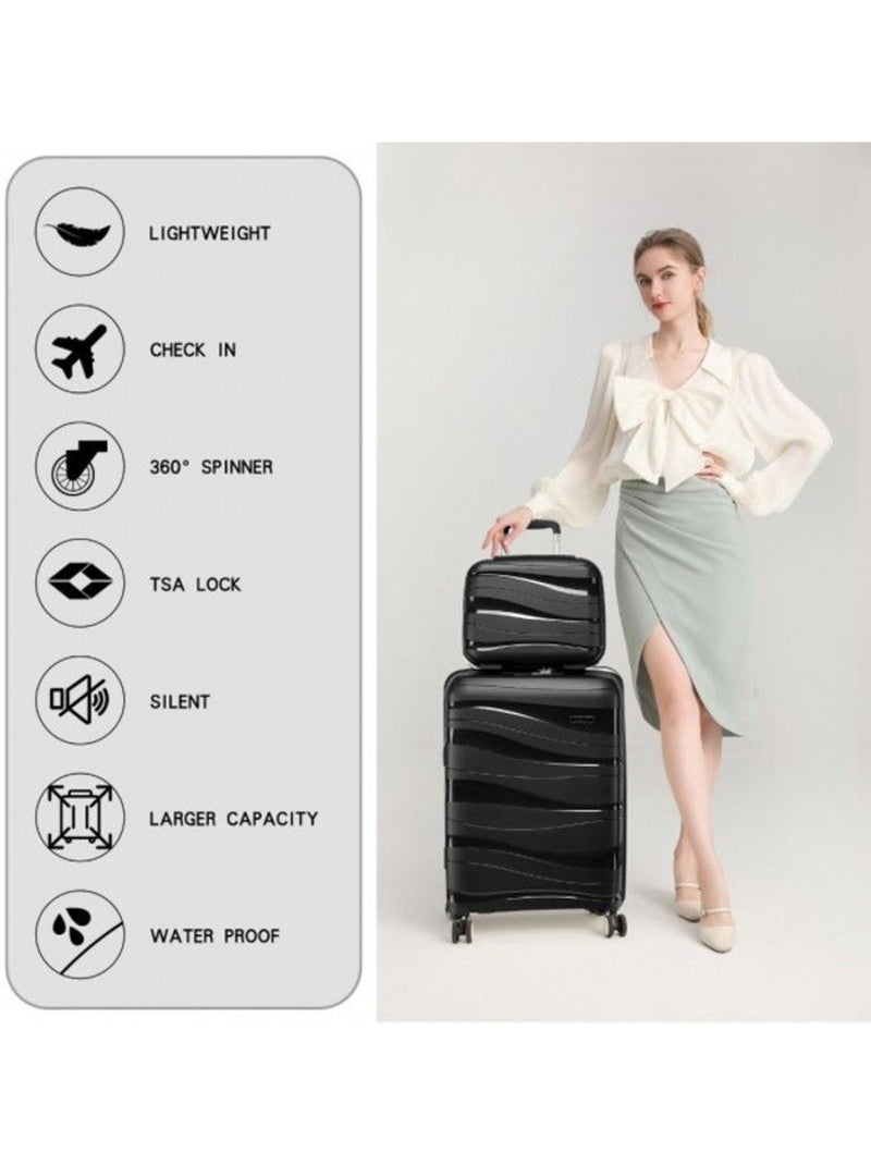 Set de 2 valises - 55x40x20 cm abs 4 roulettes serrure tsa - kono Noir - Kiabi