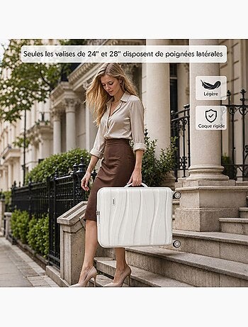 Set de 2 valises - 55x40x20 cm, rigide, 4 roues, serrure tsa - kono