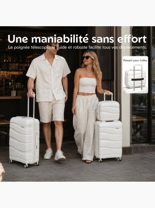 Set de 2 valises - 55x40x20 cm, rigide, 4 roues, serrure tsa - kono - Kiabi