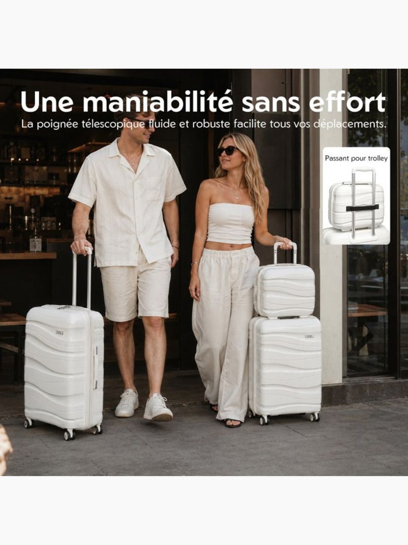 Set de 2 valises - 55x40x20 cm, rigide, 4 roues, serrure tsa - kono Blanc - Kiabi