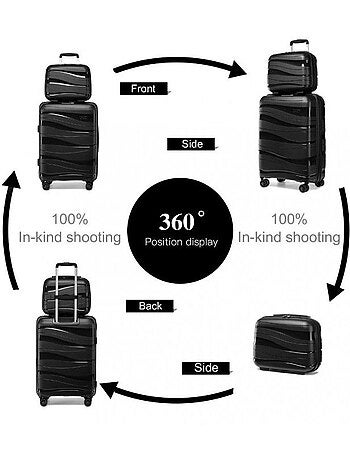 Set de 2 valises - 55x40x20 cm rigide 4 roulettes serrure tsa - kono