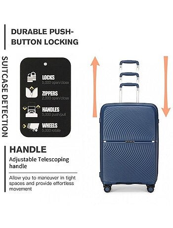 Set de 2 valises - 55x40x22 cm rigide 4 roulettes serrure tsa - british traveller