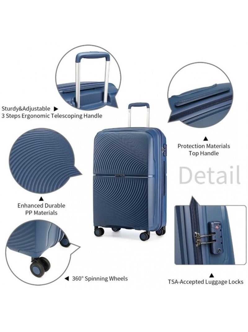Set de 2 valises - 55x40x22 cm rigide 4 roulettes serrure tsa - british traveller Bleu - Kiabi
