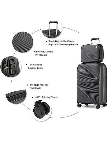 Set de 2 valises - 55x40x22 cm rigide 4 roulettes serrure tsa - british traveller