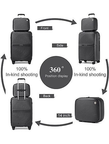 Set de 2 valises - 55x40x22 cm rigide 4 roulettes serrure tsa - british traveller