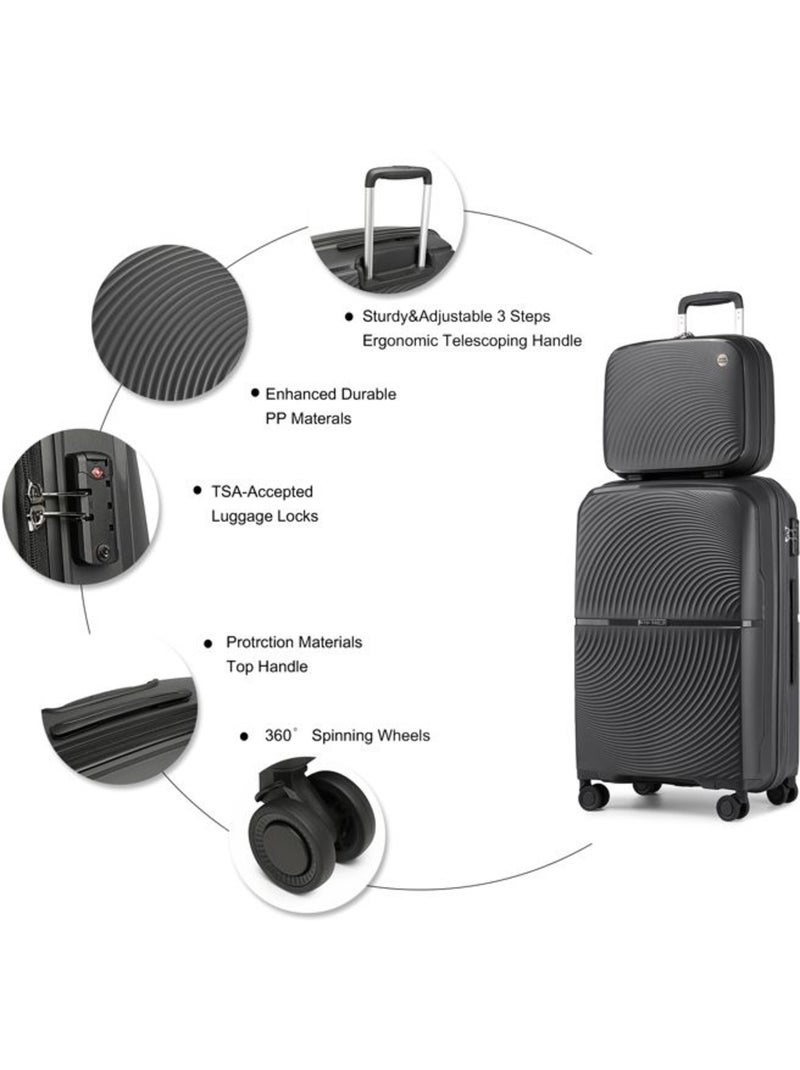 Set de 2 valises - 55x40x22 cm rigide 4 roulettes serrure tsa - british traveller Noir - Kiabi
