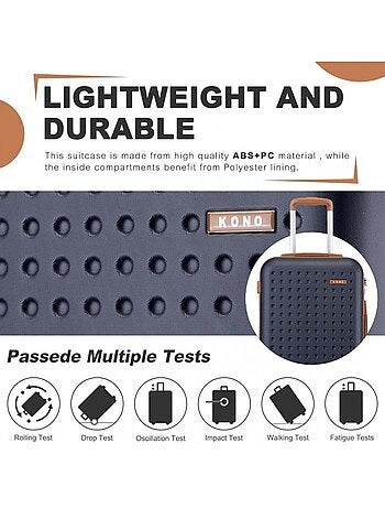Set de 2 valises - 65+75 cm abs+pc 4 roulettes serrure tsa - kono