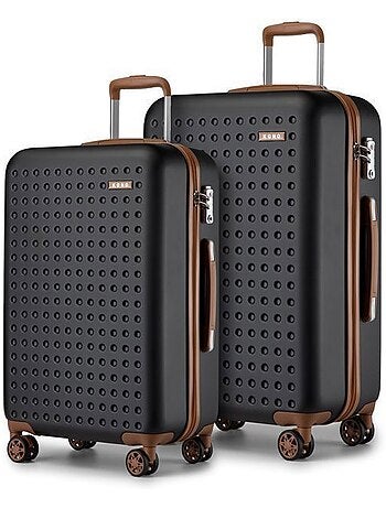 Set de 2 valises - 65+75 cm, rigide abs + pc, 4 roues, serrure tsa - kono