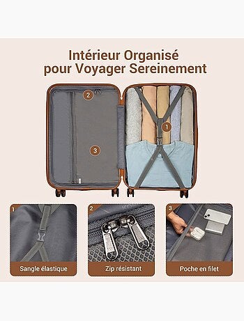 Set de 2 valises - 65+75 cm, rigide abs + pc, 4 roues, serrure tsa - kono
