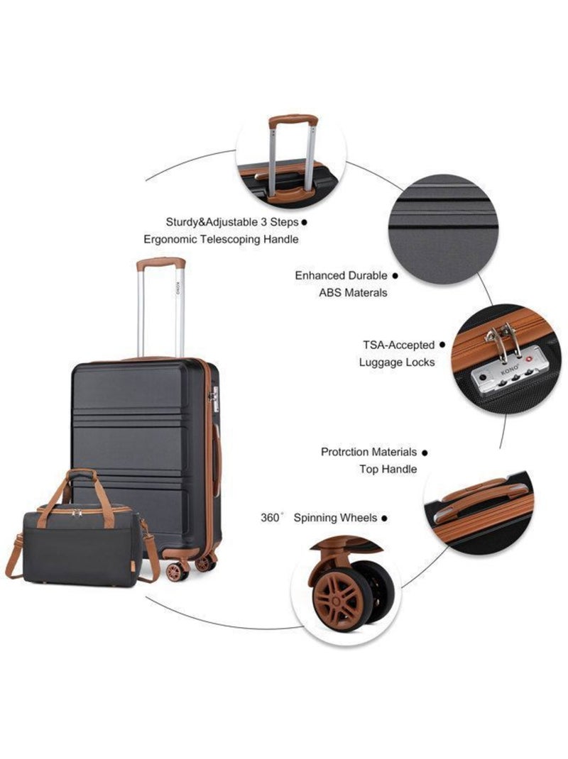 Set de 2 valises - 65x44x25 cm abs 4 roulettes serrure tsa - kono Noir - Kiabi