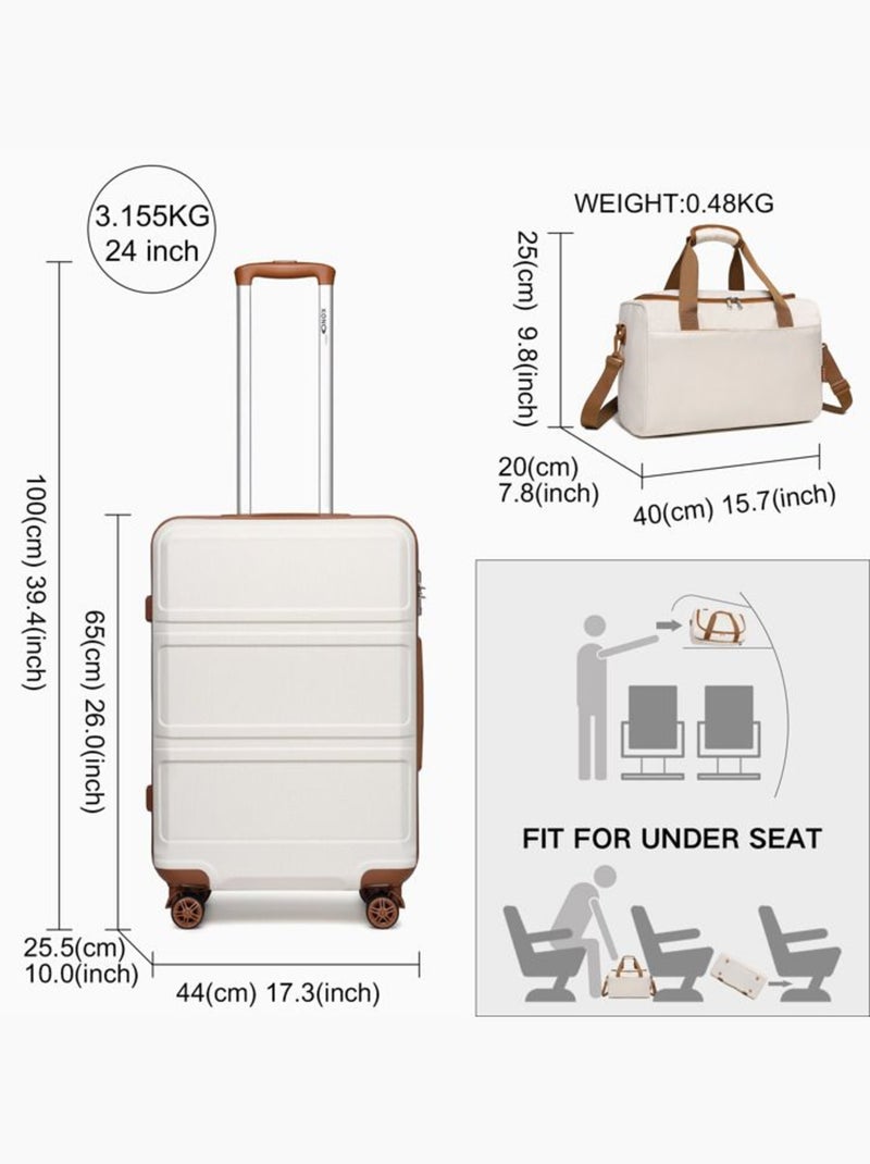 Set de 2 valises - 65x44x25.5 cm abs 4 roulettes serrure tsa - kono Blanc - Kiabi