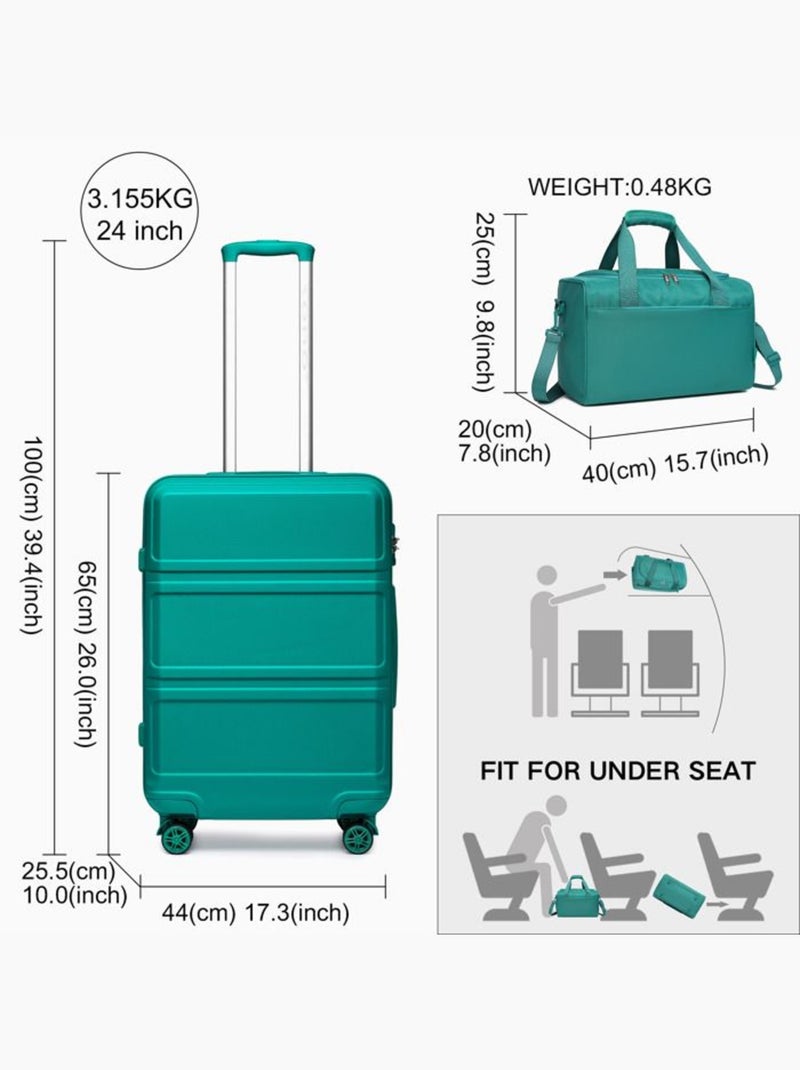 Set de 2 valises - 65x44x25.5 cm abs 4 roulettes serrure tsa - kono Bleu - Kiabi