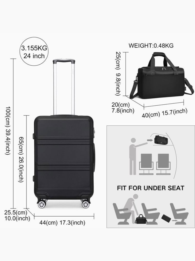 Set de 2 valises - 65x44x25.5 cm abs 4 roulettes serrure tsa - kono Noir - Kiabi
