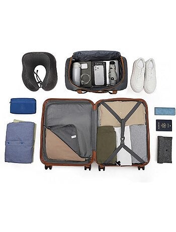 Set de 2 valises - 65x44x25.5 cm rigide 4 roulettes serrure tsa - kono