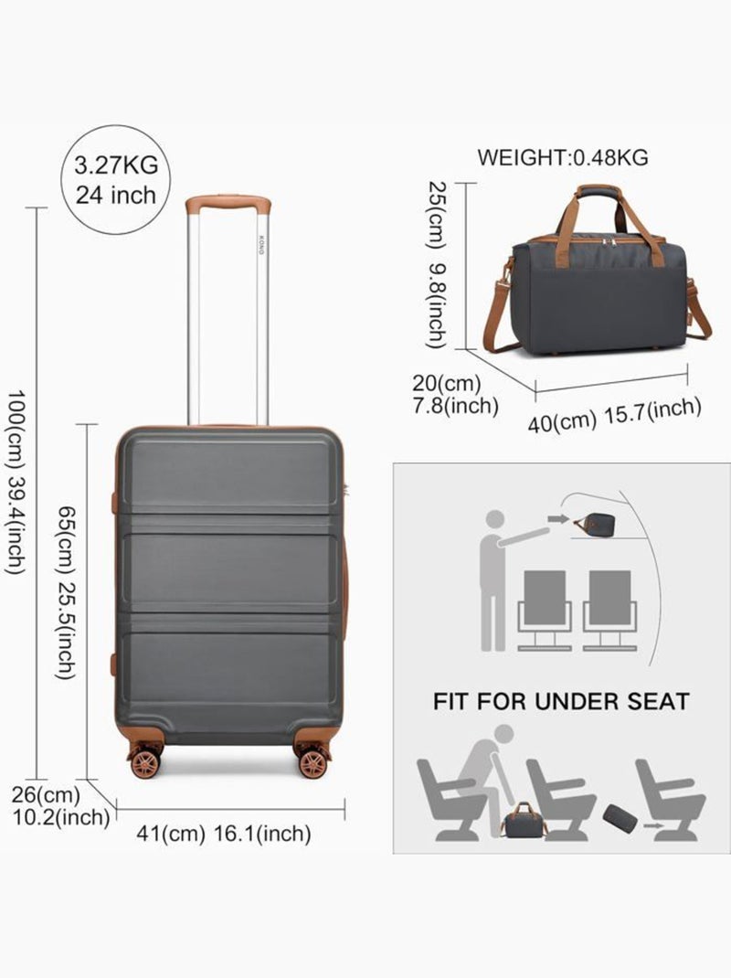 Set de 2 valises - 65x44x25.5 cm rigide 4 roulettes serrure tsa - kono Gris - Kiabi