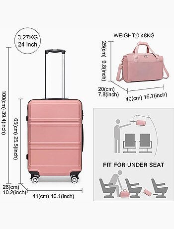 Set de 2 valises - 65x44x25.5 cm rigide 4 roulettes serrure tsa - kono
