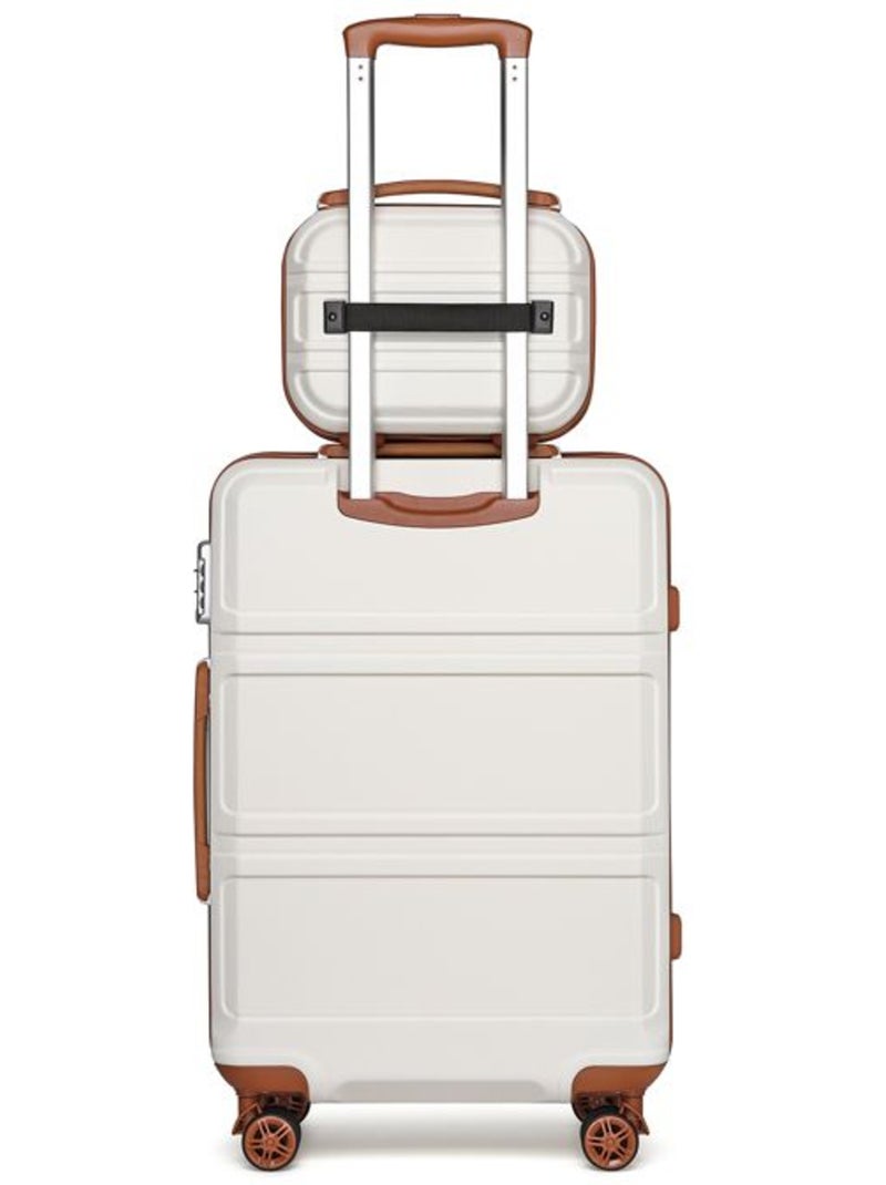 Set de 2 valises - 65x44x25.5 cm, rigide abs, 4 roues, serrure tsa - kono Blanc - Kiabi